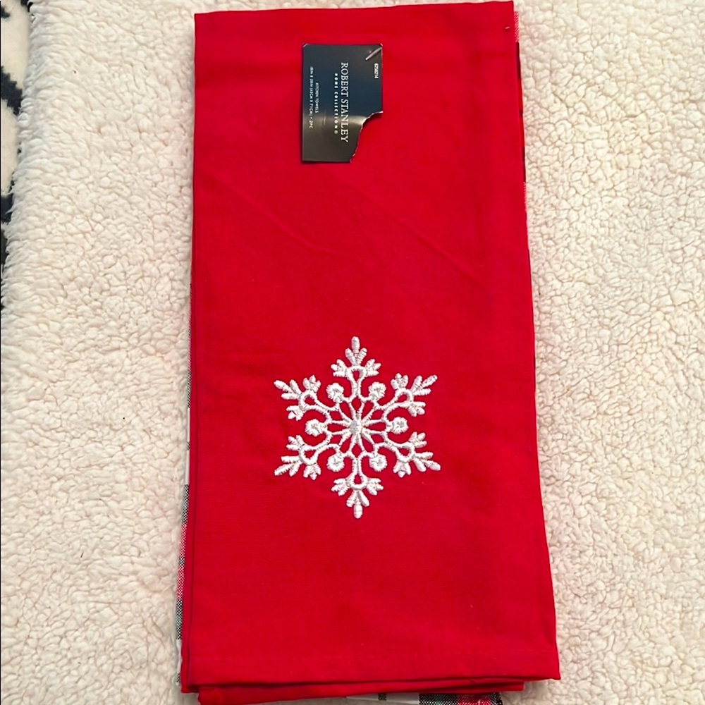 Red Snowflake Embroidered kitchen towels